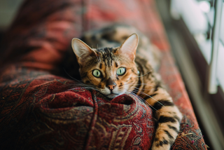 Cat Allergy and Asthma photo of a cat laying on a couch