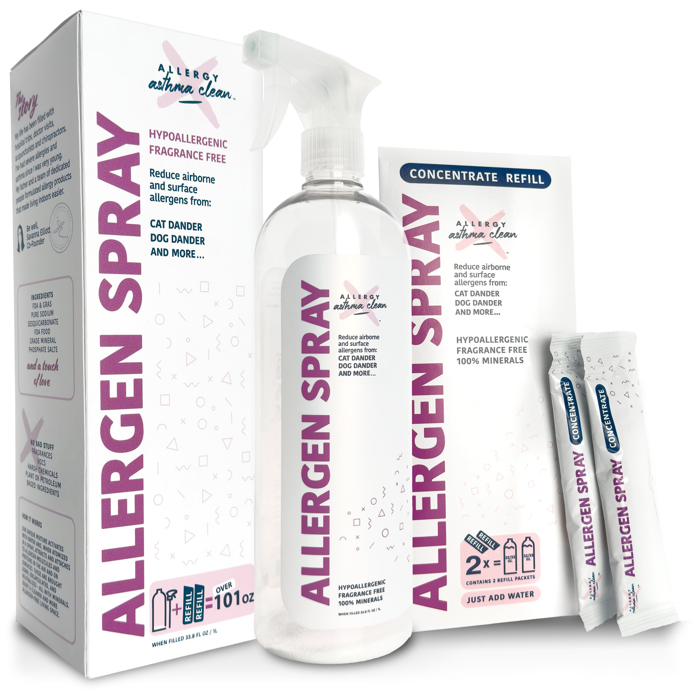 Allergy Asthma Clean Allergen Spray Bundle over 100oz by Allergy Defender